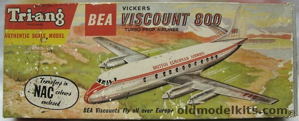 Tri-ang 1/96 Vickers Viscount 800 - NAC National Airways Corporation New Zealand - Tri-ang/Frog New Zealand Issue, F352 plastic model kit